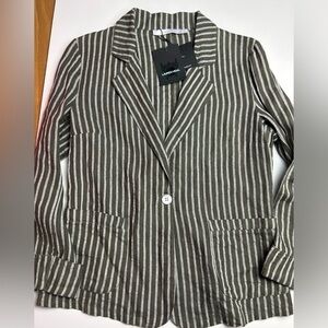 Lauren Vidal striped linen‎ blazer